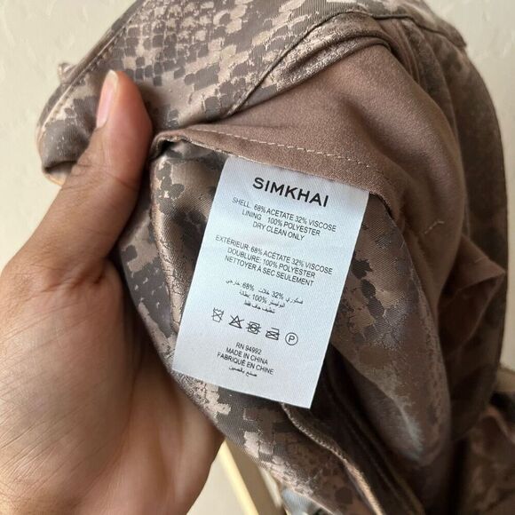 NEW SIMKHAI Trouser Pants Snakeskin Wide Leg Brown Python Print Pants Size 0 - Picture 12 of 12